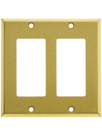 Classic Double Gang GFI Cover Plate In Satin Brass.
